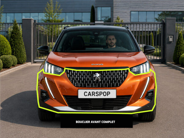 Pare-chocs avant complet pour Peugeot 2008 (depuis 2019) - A peindre - Neuf adaptable