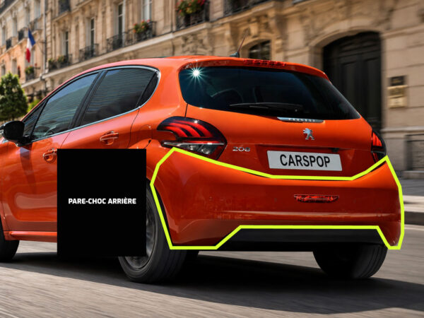 Pare-choc arrière à peindre pour Peugeot 208 (2012-2015) neuf adaptable